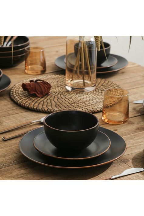 Elevate your dining experience with the sophisticated Stone Lain Brasa 16-Piece Dinnerware Set in stunning black stoneware. 🍽️ This set includes dinner plates, salad plates, bowls, and mugs, all designed to add a touch of elegance to your table setting. The durable and stylish stoneware construction ensures long-lasting use and easy maintenance. ✨ As an Amazon affiliate, I earn from qualifying purchases. #DinnerwareSet #Stoneware #BlackDishes #TableSetting #KitchenEssentials Black Dishes Table Setting, Black Dishes, Plates And Bowls Set, Black Table, Dish Sets, Dinnerware Set, Salad Plates, Plates And Bowls, Dining Experience