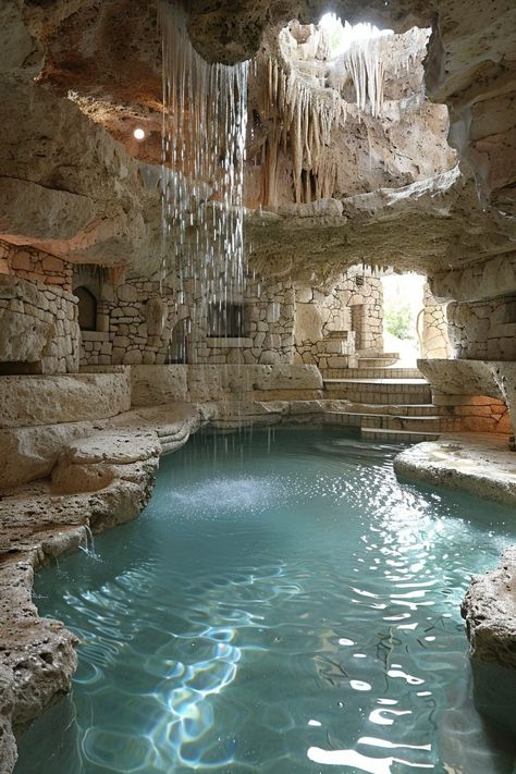 29 Natural Rock Pool Designs 17 Cave Pool, Square Pool, Inside Pool, Oasis Pool, Dream Backyard Pool, Spanish Hacienda, Natural Swimming Ponds, Stone Pool, Natural Cave