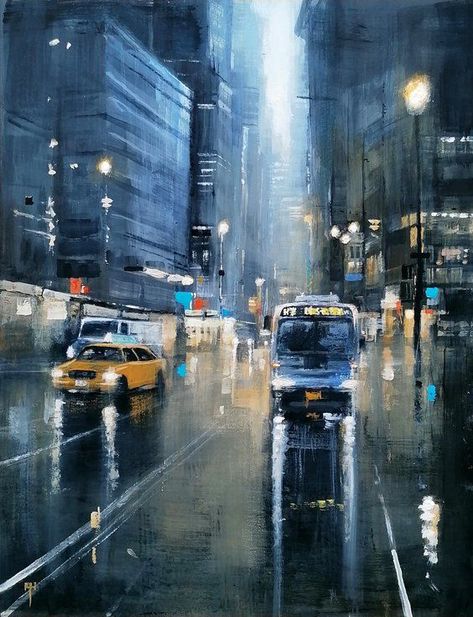 Watercolour Projects, New York Painting, Street Painting, Panel Board, Art Watercolour, City Painting, Paintings Prints, Gcse Art, New York Art