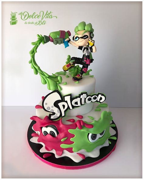 Splatoon Birthday Cake, Splatoon Cake Ideas, Splatoon Colors, Splatoon Party Ideas, Splatoon Birthday Party Ideas, Splatoon Cake, Splatoon Party, Splatoon Birthday, Paintball Cake