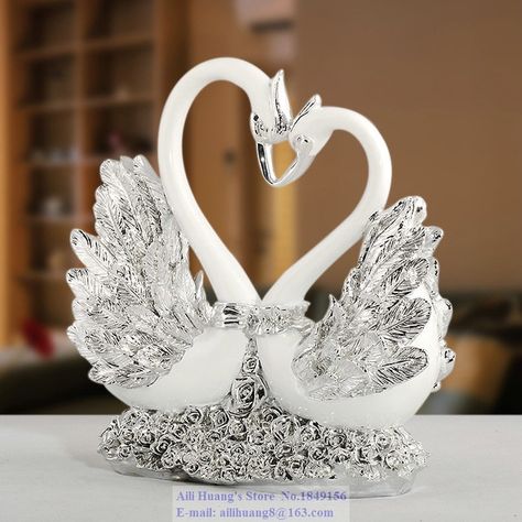 Swan Wedding, Thoughtful Wedding Gifts, Living Room Tv Cabinet, Swan Figurine, Car Ornaments, Elegant Home Decor, Animal Figurines, Swans, Room Types