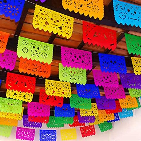 Mexican Papel Picado, Fiesta Party Supplies, Mexican Themed Weddings, Paper Table Runner, Mexican Fabric, Mexican Party Theme, Fiesta Decorations, Halloween Door Decorations, Paper Banners