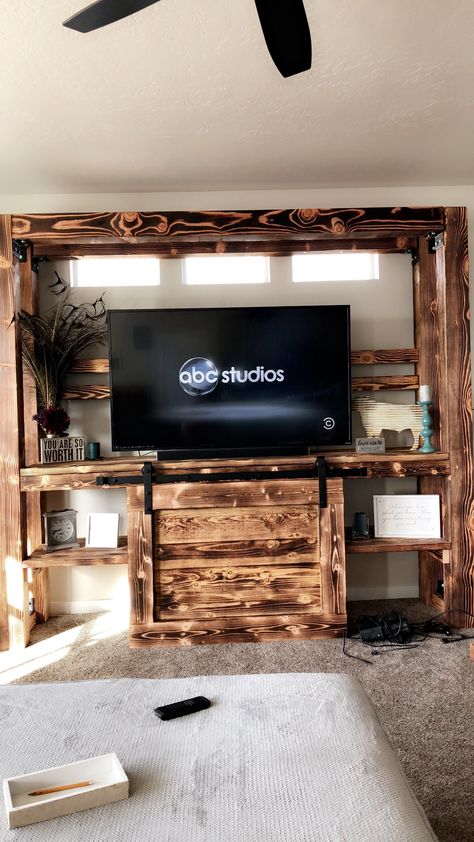 Handmade Entertainment Center, Reclaimed Wood Entertainment Center, Western Entertainment Center, 2x4 Entertainment Center, Homemade Entertainment Center, Diy Farmhouse Entertainment Center, Entertainment Shelves, Rustic Entertainment Center, Custom Entertainment Center