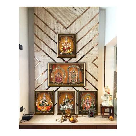 Pooja Room Photos Arrangement, Pooja Photo Frames, How To Arrange God Photos In Pooja Room, God Room Designs Hindu, God Photo Frames For Pooja Room, Religious Photos, Pooja Mandir, Temple Design For Home, Pooja Room Door Design