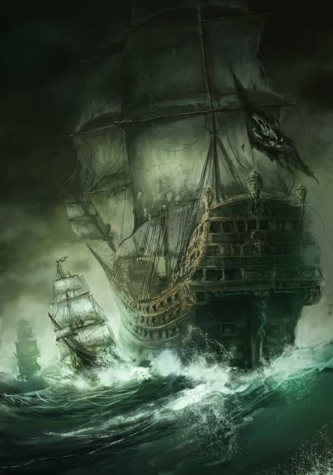 Ghost Ships, Old Pirate, Mary Celeste, Painted Backgrounds, Pirate Ship Art, Kaptan Jack Sparrow, Old Ship, Ship Sailing, Old Sailing Ships