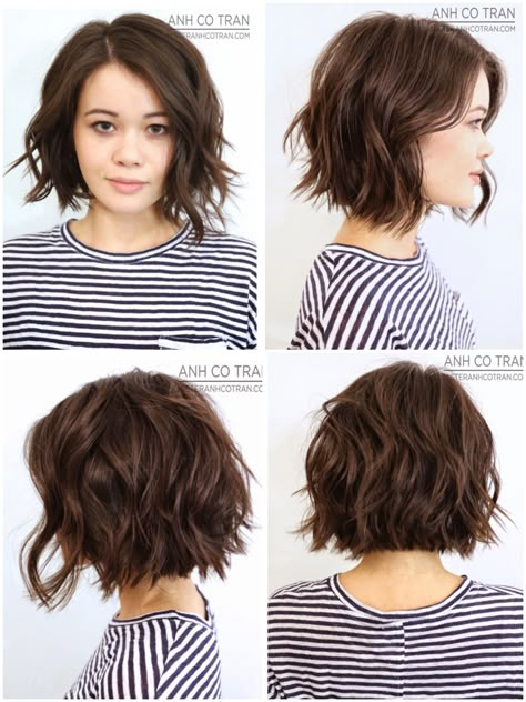 360 view of great classic Bob gone messy Anh Co Tran Bob, Layered Haircuts For Women, Anh Co Tran, Wavy Bob Haircuts, Textured Haircut, Popular Short Hairstyles, Classic Bob, Haircut Styles, Haircuts For Wavy Hair