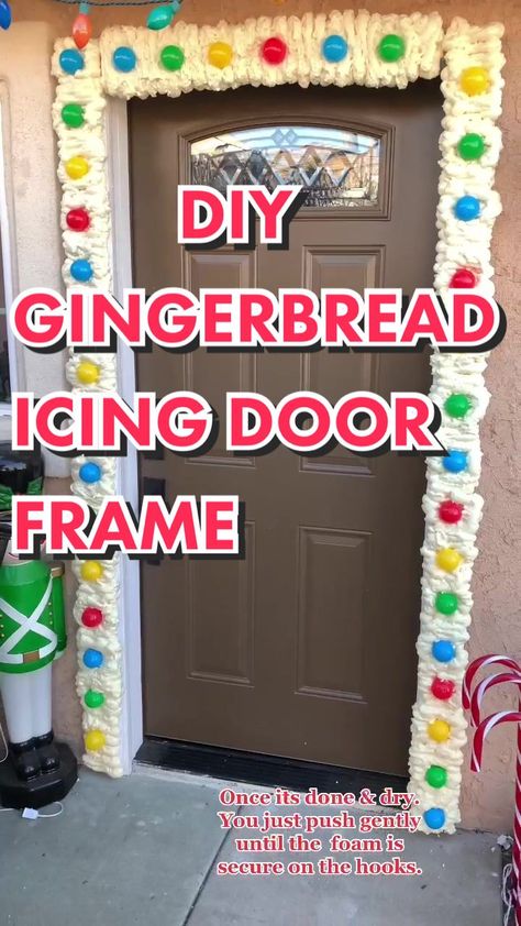 Inside Gingerbread House Ideas, Decorating Your House Like A Gingerbread House, Life Size Gingerbread House Ideas, Diy Christmas Parade Float Decorations, Molasses Swamp Candyland, Giant Candy Decorations Diy Christmas, Gingerbread Mailbox Diy, Gingerbread House Theme Party, Gingerbread Front Door