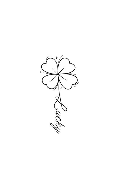 Small Clover Tattoo Simple, Tattoo Clover Flower, Tattoo Clover Four, Leaf Flower Tattoo, Quadrifoglio Tattoo, Lucky Tattoo Symbols, Lucky Tattoos, Small Bff Tattoos, Lucky Tattoo