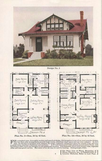 Ideal Homes, Section 1, Bungalows, Plan #2 Craftsman Bungalow House Plans, Vintage Floor Plans, Late Twenties, Small Bungalow, Three Bedroom House Plan, 3d Floor Plan, Sims 4 House Building, Vintage House Plans, Small House Floor Plans