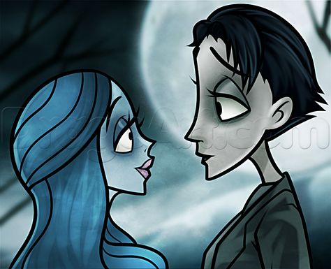 Victor Emily, Corpse Bride Drawing, Victor And Emily, Movie Canvas Painting, Bride Drawing, Tim Burton Drawings, Halloween Canvas Paintings, Easy Step By Step Drawing, Paintings Easy