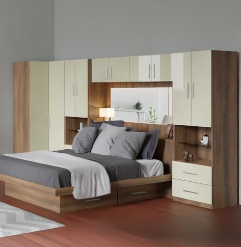 Studio Pier Wall Bed with Storage Bridge and Corner Closet | Contempo Space Bridge Bedroom, Bridge Closet Bedroom, Bedroom Bridge Wardrobe, Caddy Corner Master Bed, Corner Closet, Cable Stayed Bridge, Ponte Vecchio Bridge, Wall Bed, Bed Wall