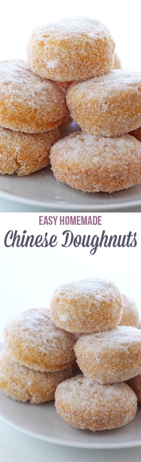 Homemade Chinese Doughnuts (like the ones from the buffet!) in less than 1 hour!! Chinese Sugar Biscuits, Chinese Fried Biscuits, Chinese Sugar Donuts Recipe, Chinese Biscuits, Chinese Doughnut, Buffet Dessert, Chinese Buffet, Homemade Chinese, Homemade Donuts