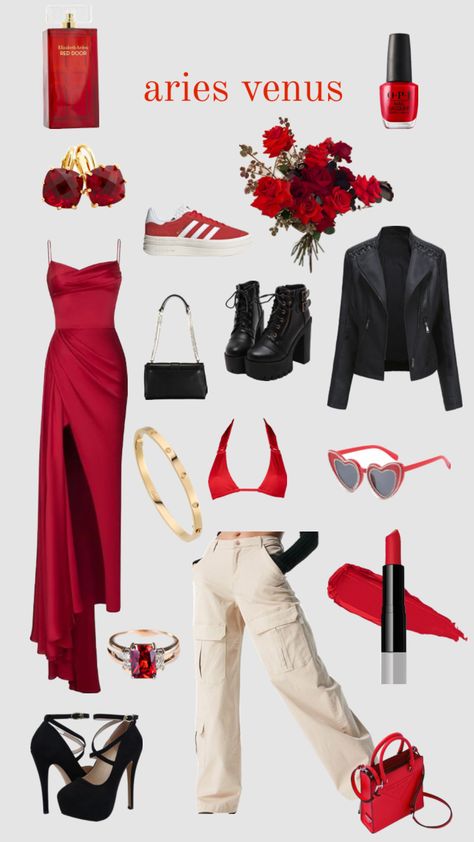 #aries #ariesaesthetic #ariesvenus #startsignaesthetic #starsign #astrology #astrologymoodboard #ariesmoodboard Aries Outfits, Millennial Outfit, Venus In Aries, Aries Aesthetic, Venus Fashion, Celebrity Look Alike, Looks Party, Mood Board Fashion, Edgy Outfits