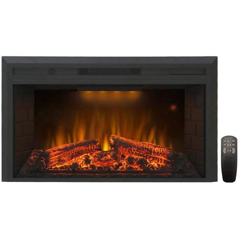 PRICES MAY VARY. INSERT INSTALLATION: The overall dimension: 35.6"W X 8.84"D X 20.9"H and the insert dimension is 32.23"W X 7.70"D X 19.61"H. 6ft power cable; Use 120V AC MULTI FLAME MODES with LOG SPEAKER: Life-like resin logs, ember bed, 3 colors atmosphere light, variable brightness flame can be set according to your fancy; Log speaker design; Panel & remote control (Keep the distance to the fireplace within 11.5 feet) help you control the heater more convenient TWO HEAT OPTIONS with TIMER: T Fireplace Electric Insert, Electric Fireplace With Mantle, Farmhouse Electric Fireplace, Fireplace Electric, Infrared Fireplace, Gas Insert, Electric Fireplace Heater, Fireplace Heater, Electric Fireplace Insert