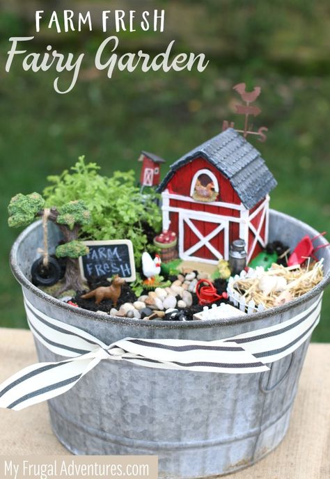 Fairy Garden Farm, Fairy Farm, Miniature Fairy Garden Diy, Miniature Garden Design, Fairy Garden Art, Miniature Farm, Fairy Garden Containers, Fairy Garden Crafts, Fairy Garden Designs