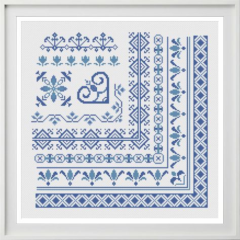 Cross Stitch Borders Corner, White Cross Stitch, Cross Stitch Sampler Patterns, Unique Cross Stitch, Wedding Cross Stitch Patterns, Cross Stitch Border Pattern, Cross Stitch Letters, Crochet Lace Pattern, Cross Stitch Books