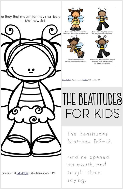 The Beatitudes are one of my favorite parts from the Sermon on the Mount in the New Testament. Help teach your toddler or preschooler or Sunday School class about the Beatitudes with this free mini printable pack. The Beatitudes For Kids, Beatitudes Printable, Beatitudes For Kids, The Beatitudes, Sermon On The Mount, Children Church, Bible Story Crafts, Preschool Bible, Kids Bible