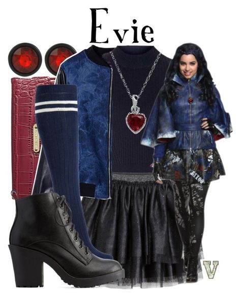 "Evie (Descendants)" by fabfandoms ❤ liked on Polyvore featuring Topshop, Sterling, Kenneth Cole, Anne Klein, John Lewis, Disney and Charlotte Russe Evie Inspired Outfits, Descendants Crafts, Evie Costume, Descendants Clothes, Riverdale Outfits, Monster High Cosplay, Descendants Dr, Evie Descendants, Descendants Costumes