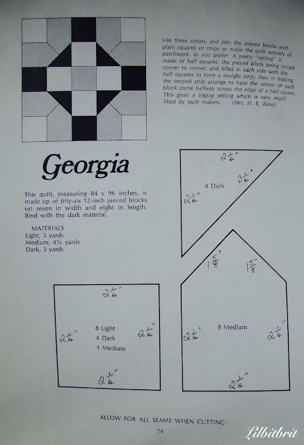 A Little Bit of British from Across The Pond: #10 Georgia State Quilt Square Georgia Quilt Block, State Quilt Blocks, State Quilt Blocks Pattern, Usa Quilt, Retro Quilt, Antique Quilts Patterns, Vintage Quilts Patterns, Quilt Square Patterns, Easy Quilt Patterns