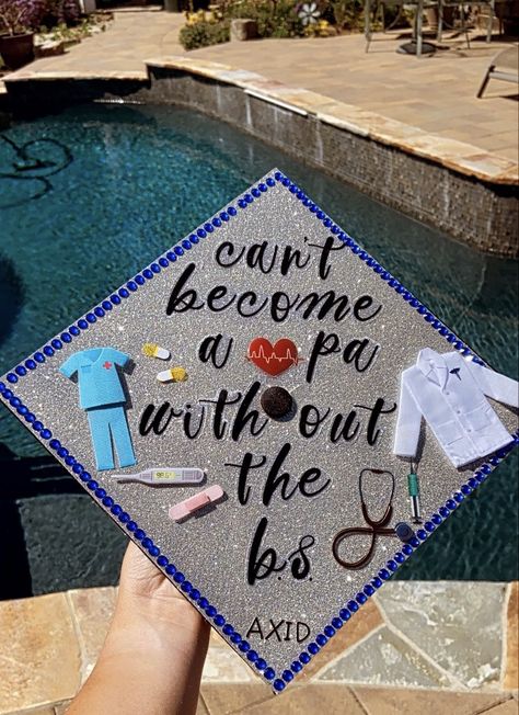 Bachelor Of Science Graduation Cap, Biology Degree Graduation Caps, Future Pa Graduation Cap, Biology Graduation Cap Ideas, Pa Graduation Cap, Healthcare Administration Graduation Cap, Undergrad Cap Ideas, Biology Cap Decoration, Graduation Cap Designs College Medical