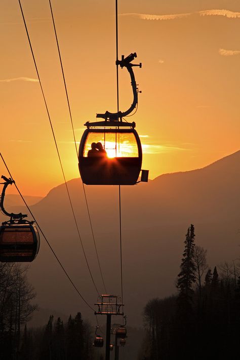 Did you spend your honeymoon in Telluride? We are collecting photos from honeymooners to use on our social media outlets. We want to hear your story. What did you do? Where did you stay? What made it special? Email emilyc@visittelluride.com with your info!   Photo by Ryan Bonneau.  Property of the Telluride Tourism Board. Winter Kids Activities, Telluride Gondola, Skydiving Pictures, Gondola Lift, Romance Travel, Telluride Colorado, Winter Activities For Kids, Silhouette Photography, Romantic Sunset