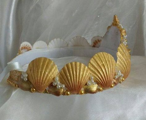 Diy Crowns, Goddess Mermaid, Tangled Costume, Rapunzel Crown, Shell Crown, Baby Tiara, Maleficent Horns, Uk Beach, Water Goddess