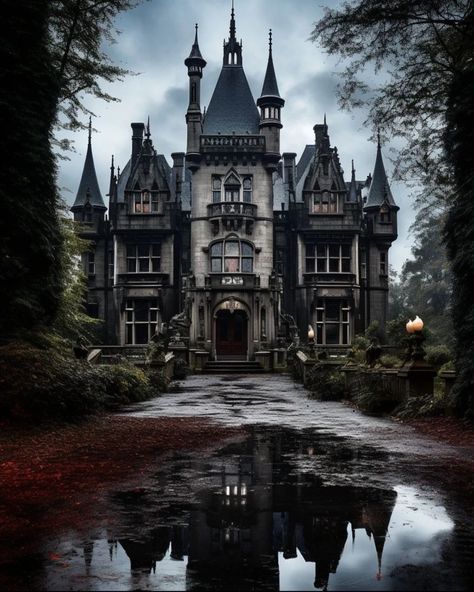 Victorian Gothic House Exterior, Victorian Homes Aesthetic, Gothic House Exterior, Scary Mansion, Gothic Instagram, Goth Mansion, Victorian Gothic Mansion, Gothic Victorian Homes, Gothic Victorian House