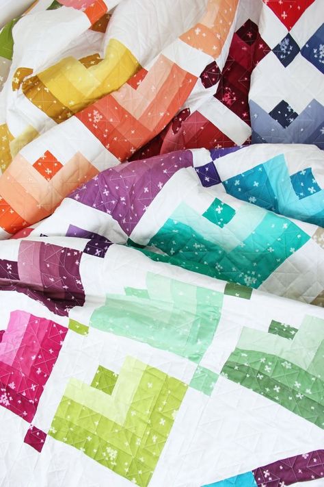 Quilt Modernen, Rainbow Quilt, Quilt Care, Log Cabin Quilts, Jellyroll Quilts, Quilt Stores, Background Fabric, Log Cabins, Fairy Dust