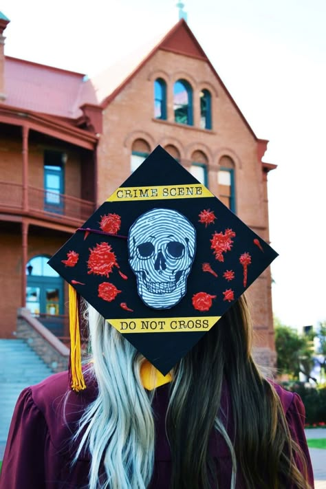 Criminology Cap Decoration, Criminology Graduation Cap, Graduation Cap Criminology, Forensic Science Graduation Cap, Forensic Graduation Pictures, Emt Graduation Pictures, Forensic Science Grad Cap, Criminology Grad Cap, College Grad Cap Ideas