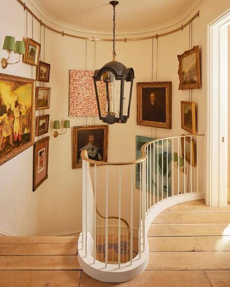 Elevate Your Home Decor with the Timeless Elegance of Picture Rail Gallery Walls-With 11 Great Examples - A Whimsical bit Picture Rail Hanging, Hector Finch, Picture Rails, Stair Well, Picture Rail, Antique Oil Painting, Art Storage, Salon Style, Hanging Art