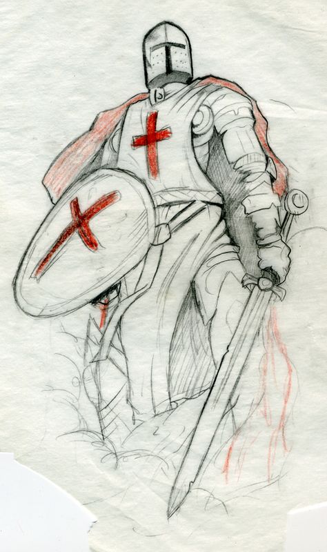 @Scott Tincher check this out Knight Drawings Medieval, Knight Base Drawing, Templar Knight Drawing, How To Draw A Knight Step By Step, Crusader Knight Drawing, Knight Sketch Drawings, Medevil Drawings, Knights Sketch, How To Draw A Knight