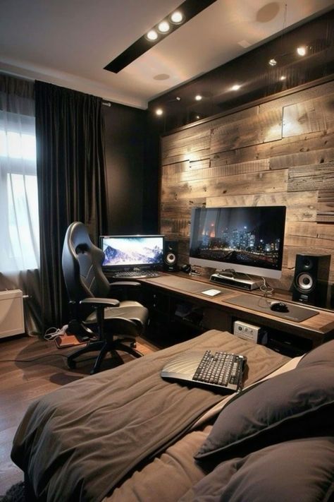 Small Room Setup, Male Bedroom, Male Bedroom Ideas, Cool Bedrooms For Boys, Bedroom Inspirations Master, Mens Bedroom Decor, Boy Bedroom Design, Mens Bedroom, Bedroom Setup