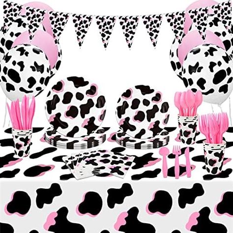 100 Pcs Pink Cow Print Party Tableware Set Included Plates Cups Napkins Knives Spoons Forks Tablecloth Banner Balloons for Girls Boys Cow Theme Birthday Party Supplies Baby Shower Party Decorations Check more at http://onedollar.infinityfreeapp.com/100-pcs-pink-cow-print-party-tableware-set-included-plates-cups-napkins-knives-spoons-forks-tablecloth-banner-balloons-for-girls-boys-cow-theme-birthday-party-supplies-baby-shower-party-decorations/ Pink Cow Print Party, Cow Print Party, Pink Cow Print, Cow Birthday Parties, Girls Birthday Party Decorations, Cow Birthday, Baby Shower Party Supplies, Pink Cow, 25th Birthday