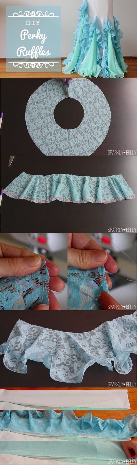 DIY Perky Ruffles - Flounce ruffles with fishing line Skirt Diy, Mermaid Diy, Sew Ins, Costura Diy, Couture Mode, Belly Dance Costumes, Creation Couture, Diy Sewing Clothes, Fishing Line