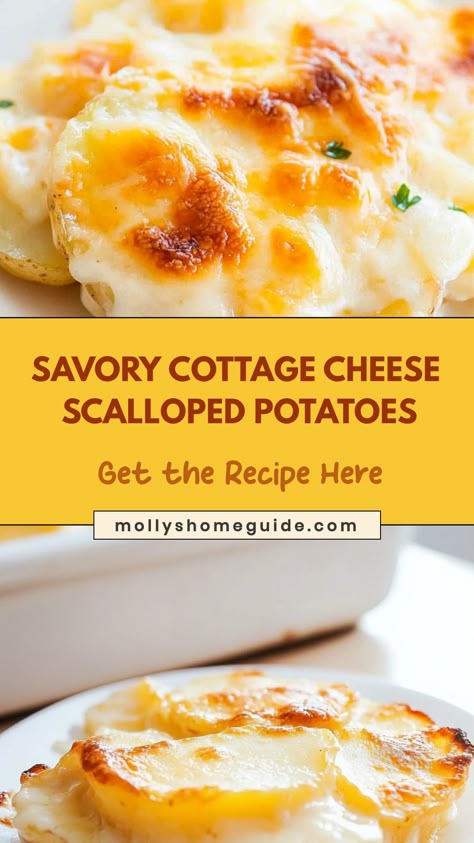 Looking for a delicious side dish to serve at your next family dinner? Try making these creamy and flavorful cottage cheese scalloped potatoes! This recipe takes the classic scalloped potatoes to a whole new level with the addition of tangy cottage cheese. The result is a rich and cheesy dish that will impress your guests and have them coming back for seconds.  Ingredients 1.5 cups low-fat milk 1/2 teaspoon cayenne or red pepper 3 tablespoons olive oil 5 medium white potatoes (2-1/4″ to 3-1/4″ d Macro Friendly Scalloped Potatoes, Cooked Cottage Cheese, Low Calorie Scalloped Potatoes, Cottage Cheese Scalloped Potatoes, Low Fat Vegetable Recipes, Healthy Scalloped Potatoes And Ham, Cottage Cheese Potatoes, Cottage Cheese Vegetarian Recipes, Low Fat Cottage Cheese Recipes