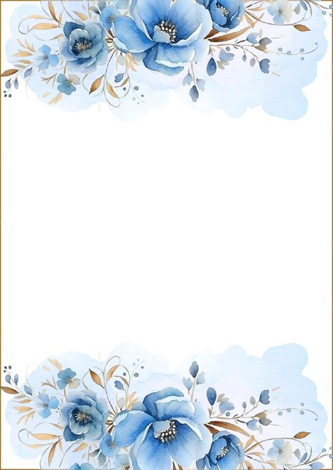 Premium Vector | Blue and white watercolor hand painted background template for invitation with flora and flower Blue Flowers Template, Light Blue Floral Background, Blue Frame Background, Blue Floral Template, Blue Wedding Background, Flower Background Blue, White And Blue Invitation, Background For Invitation Card, Blue Invitation Template