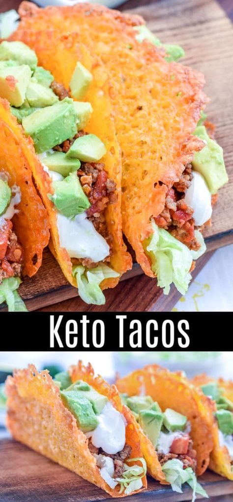 Have a low carb taco night with these keto tacos made with cheese taco shells. Baked cheddar cheese formed into the shape of a taco! These easy keto tacos are beef tacos that are perfect for people who are looking for keto diet recipes for a ketogenic lifestyle. These cheesy low carb tacos mean you don't have to miss out on taco night! #taco #cheese #lowcarb #keto #ketorecipes #lowcarbdinner #homemadeinterest Cheese Taco Shells, Keto Tacos, Low Carb Taco, Cheese Taco, Crunchwrap Supreme, Cheese Tacos, Taco Shells, Low Carb Tacos, Beef Tacos