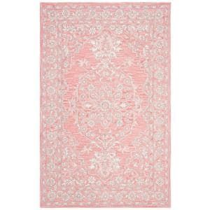 SAFAVIEH Valencia Fuchsia/Multi 5 ft. x 8 ft. Border Distressed Area Rug-VAL103P-5 - The Home Depot Pink Ivory, Ivory Area Rug, Pink Area Rug, Ivory Rug, Vintage Area Rugs, Nebraska Furniture Mart, White Area Rug, Indoor Area Rugs, Online Home Decor Stores