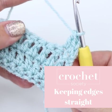 Straight Edge Crochet, How To Keep Edges Straight In Crochet, How To Get Straight Edges In Crochet, How To Keep Crochet Edges Straight, Straight Edges In Crochet, Crochet Straight Edges, Crochet Learning, Crochet Help, Crochet Hacks