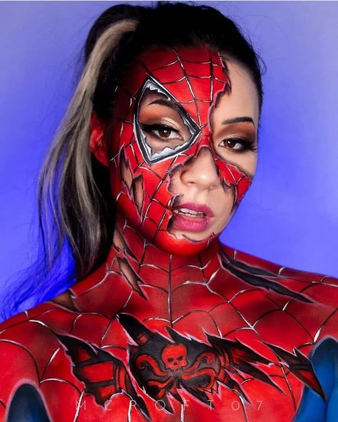 Spider Man Makeup, Superhero Makeup, Spiderman Makeup, Spider Man Halloween, Makeup Drawing, Special Fx Makeup, Face Paint Makeup, Scary Makeup, Male Makeup