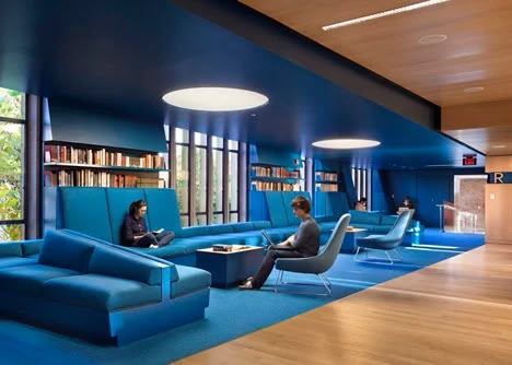 Princeton University Julian Street Library by Joel Sanders Arch Library, Office Lighting Design, Liberty Mutual, Modern Office Interiors, School Interior, Office Lounge, Corporate Interiors, Design Library, Workplace Design