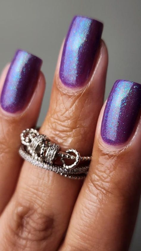 Purple Blue Nails, Shimmer Nail Polish, Purple Sparkle, Sparkle Nails, Dark Nails, Elden Ring, Nail Length, Makeup Items, Nail Polishes