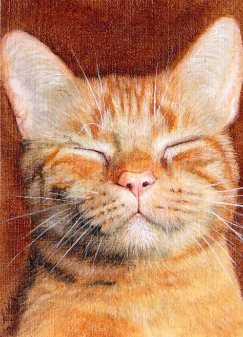 Artist-Atelier Su-art Animals In Art, Ginger Cat Art, Cat Portrait Painting, Artist Trading Card, Cat Art Illustration, Cat Sketch, Card Print, Watercolor Cat, Copy Paper