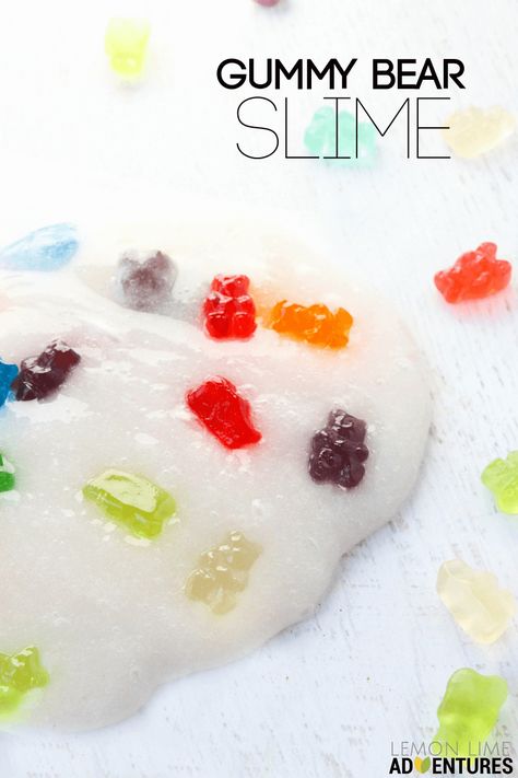 Super Simple Gummy Bear Slime via @lemonlimeadv Gummy Bear Slime, Activities For Summer, Moving Ideas, Slime Ideas, Sensory Dough, Easy Slime Recipe, Teddy Bear Theme, Playdough Recipe, Bear Crafts