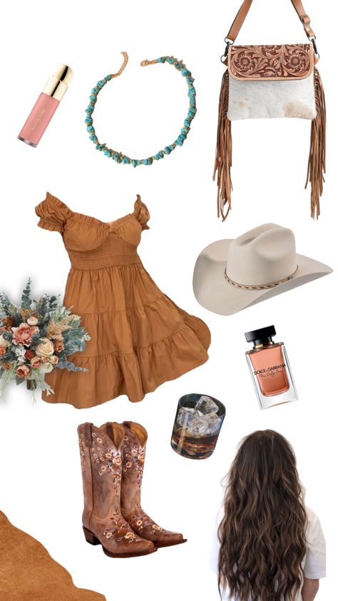 #floral #aesthetic #ootd #summer #western #cowboy #cowgirl #boots #outfitinspo Cowgirl Outfits Boots, Cute Country Outfits Dresses, Cowgirl Spring Outfits, Casual Cowgirl Outfits Summer, Cowgirl Romper Outfit, Dress Cowgirl Outfits, Western Hoco Dress With Boots, Summer Cowboy Outfit, Dress And Cowgirl Boots Outfits