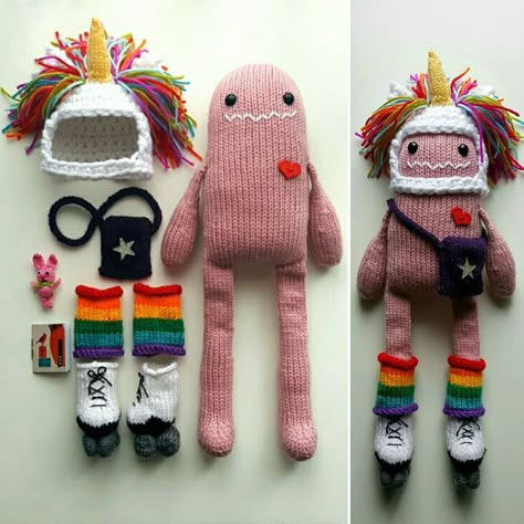 Unicorn Helmet, Knit Monster, Corak Krusye, Projek Mengait, Projek Menjahit, Creative Knitting, The Unicorn, Stuffed Toys, Roller Skates