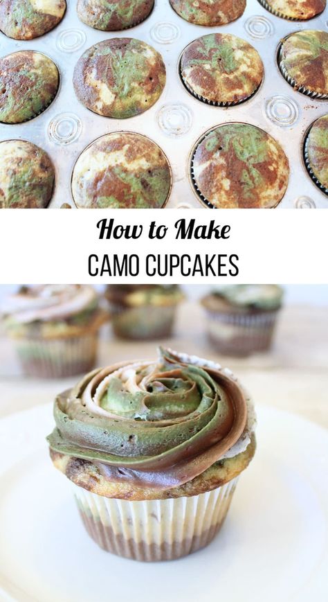 Camouflage Cupcakes, Camo Cupcakes, Cupcake Tutorial, Cupcake Birthday, Think Food, Köstliche Desserts, Cup Cakes, Food Cakes, Birthday Cupcakes