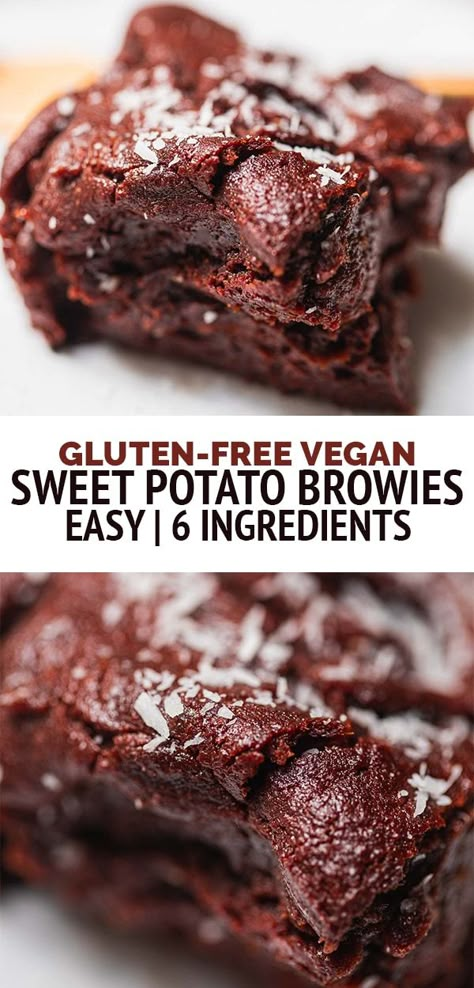 Vegan Sweet Potato Brownies, Fudgy Vegan Brownies, Vegan Gluten Free Brownies, Gluten Free Fudge, Sweet Potato Dessert, Potato Brownies, Gf Cookies, Vegan Brownies, Sweet Potato Brownies