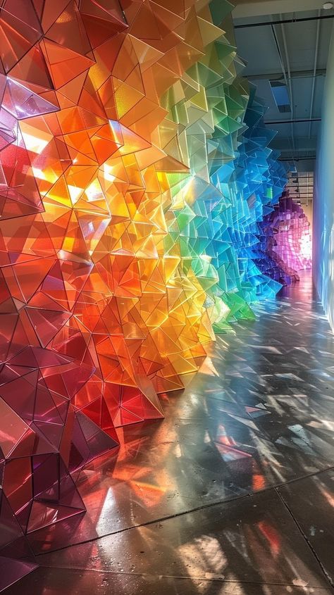 Colorful Geometric Installation: A vibrant abstract art installation featuring a spectrum of colors with geometric shapes casting reflections. #art #installation #geometric #colorful #abstract #aiart #aiphoto #stockcake ⬇️ Download and 📝 Prompt 👉 https://stockcake.com/i/colorful-geometric-installation_510531_503686 Site Specific Art Installation, Geometric Installation, Colorful Art Installations, Reflections Art, Water Illustration, Book Background, Modern Mountain, Art Installation, Art Installations