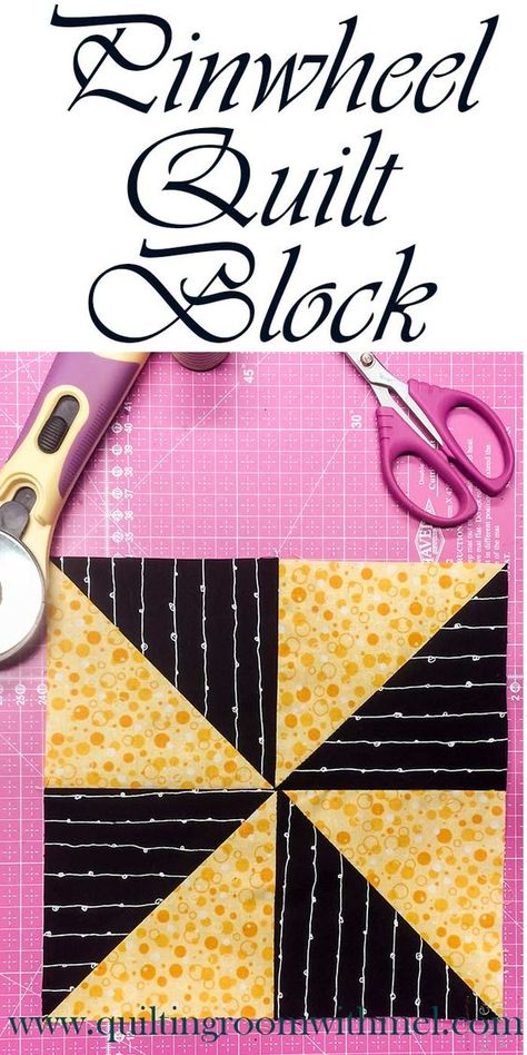 Learn how to make a pinwheel quilt block with this quick video tutorial. Make A Pinwheel, Pinwheel Quilt Pattern, Pinwheel Quilt Block, Colchas Quilting, Quilt Blocks Easy, Pinwheel Block, Pin Wheel, Sew Quilt, Projek Menjahit